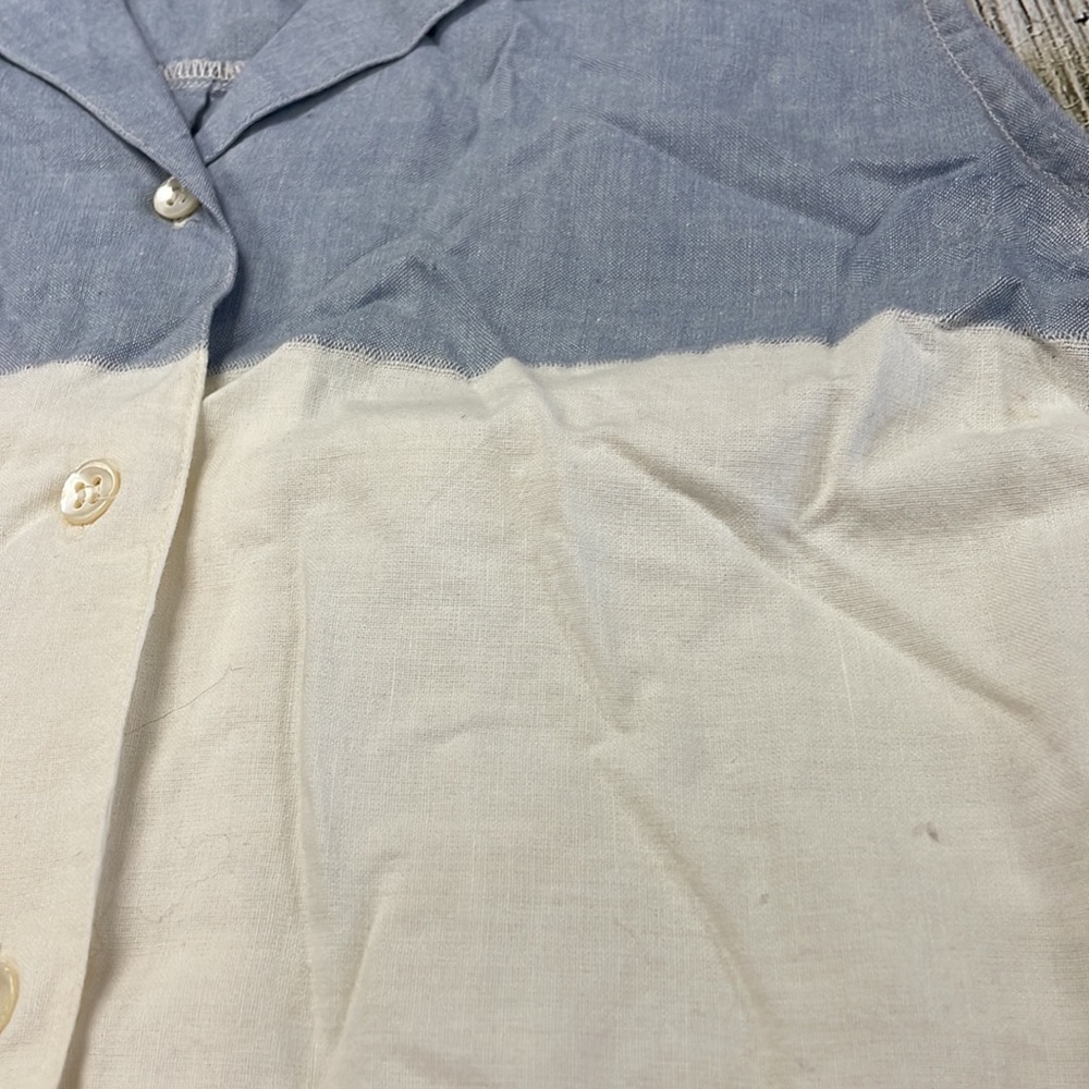 Vintage Basic Edition Top Button Up Front V Neck … - image 4